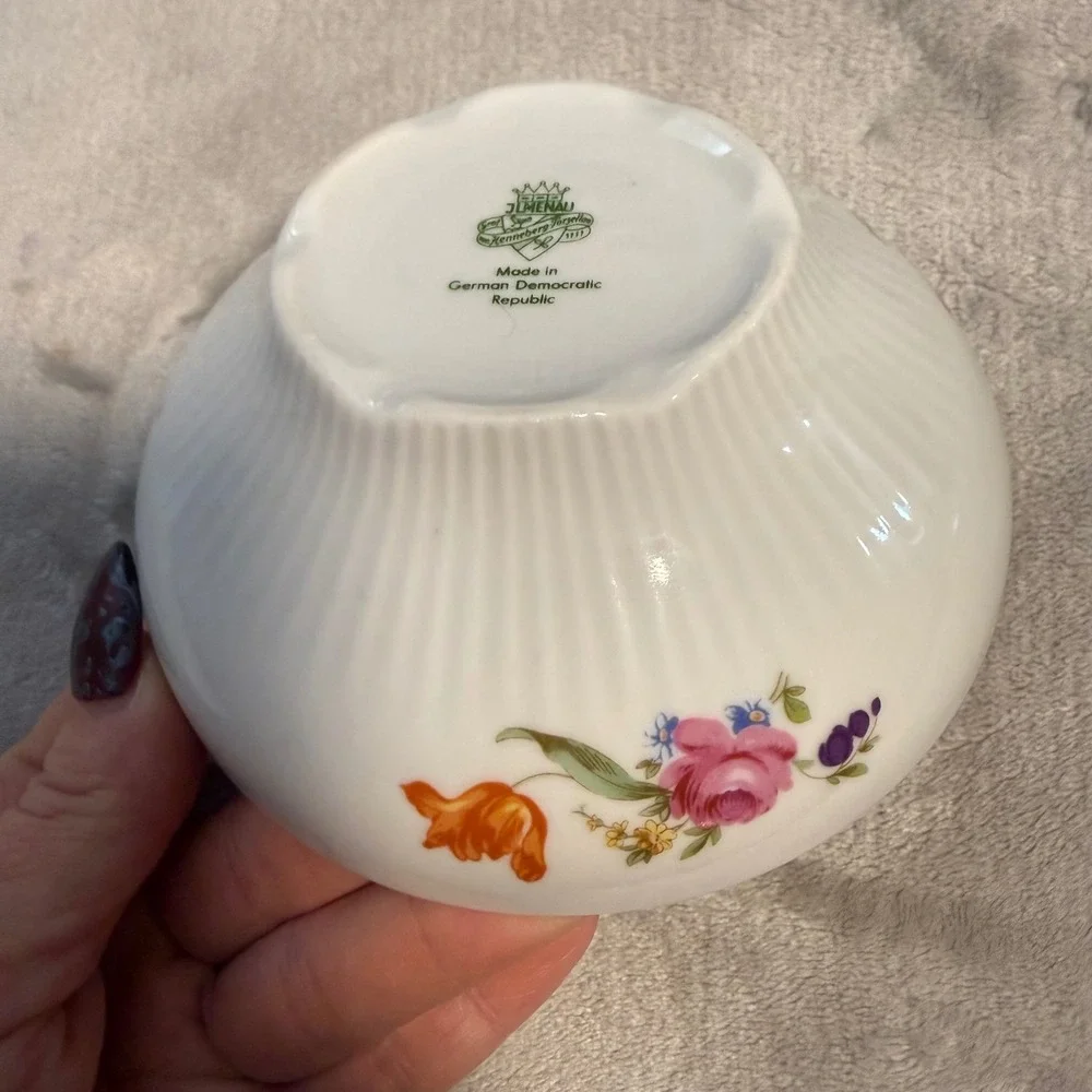 Vintage JLMENAU Floral Porcelain‎ Bowl GDR Germany 5